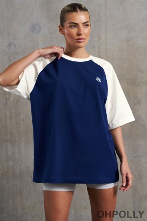 Oh Polly nhs discount - Oversized Slogan T-Shirt in Navy