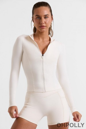 Oh Polly gold dress - Zip Up Jacket in White